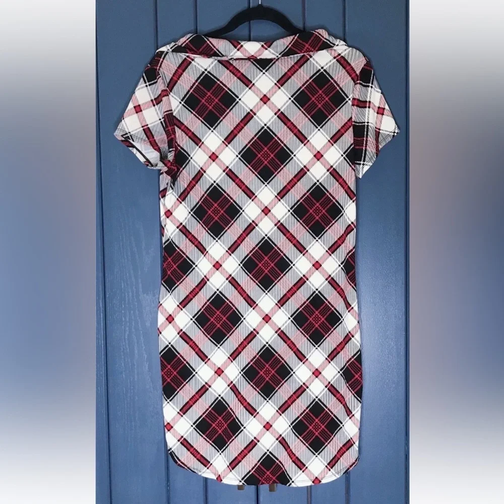 Fitted Plaid Tunic Mini Dress Juniors XL 15 - 17 Emo Dark Academia Punk Y2K - Picture 3 of 3